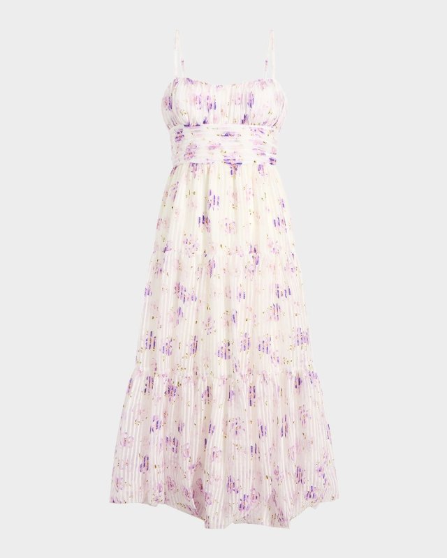 Joie Tossed Poppies Tiered Midi Dress
